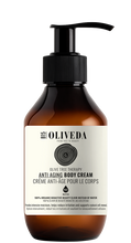 Load image into Gallery viewer, Oliveda Anti Aging Body Cream pump bottle, Olive Tree Therapy; 16.9 fl oz - no water, 100% organic bioactive elixir.