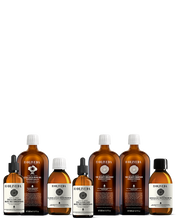 Load image into Gallery viewer, Front view of Glow From The Inside Out Starter Set showing six amber glass bottles and droppers on a white background