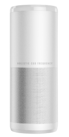 White cylindrical device labeled HOLISTIC CBD FREQUENCY, product name Olive Air Mobile 2